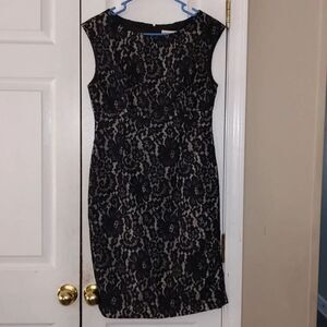 Calvin Klein black lace cocktail party graduation Sheath Dress Sz 8
